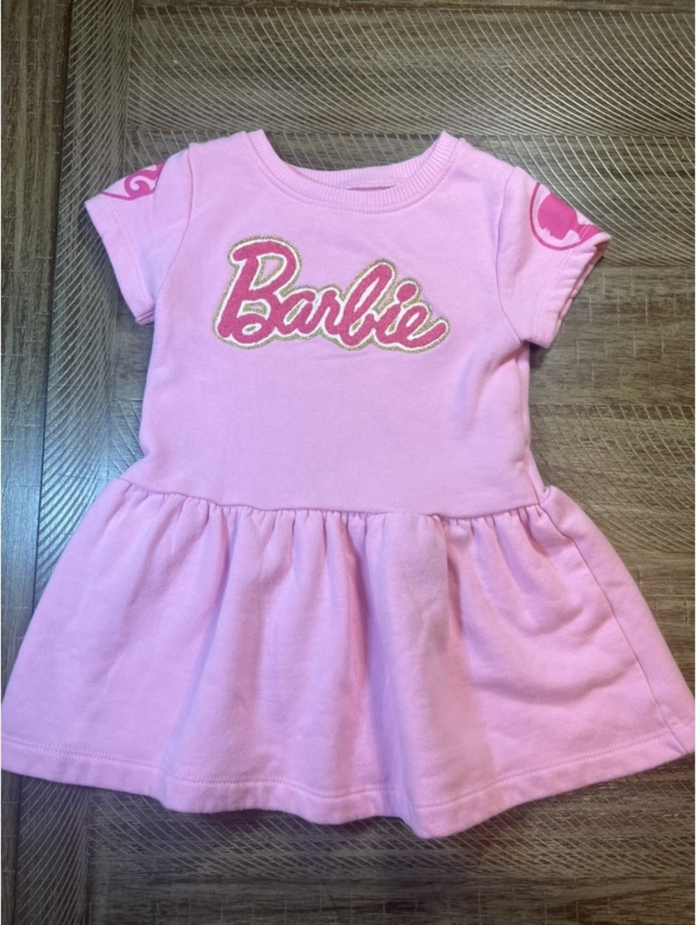 Barbie Girls 2T short sleeve pink sweatshirt dress